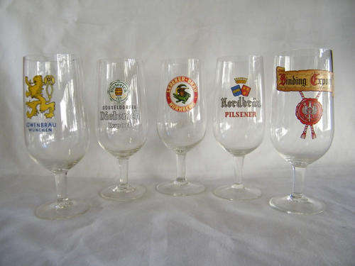 Lot of 5 vintage beer glasses - different advertising for beers - as per photo