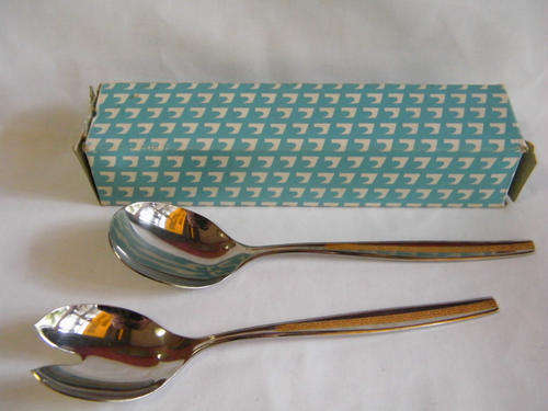 Vintage 2 piece salad serving set in box - as per photo