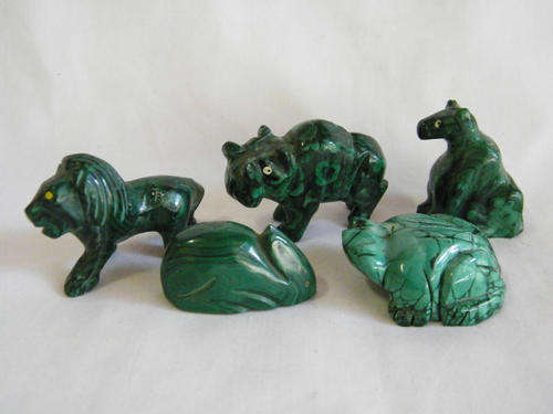 Lot of 5 Malachite animal figurines - as per photo