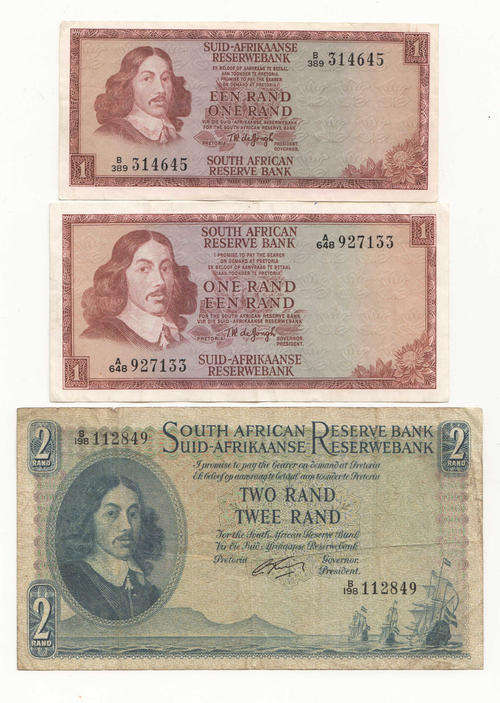 Lot of 6 decent condition old SA notes - as per scan