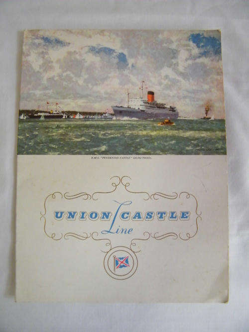 Union castle line RMS Pendennis castle April/ May 1960 dinner menu - as per photo