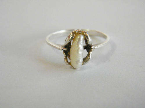 925 Silver ring with fresh water pearl size L/52 - as per photo