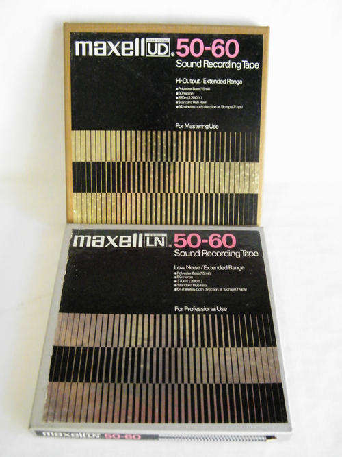 Pair of Maxell 50-60 sound recording tape for reel to reel - not sure if used - as per photo
