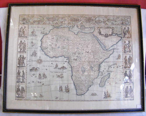 Guiljelmo Blaeuw 1660 map of Africa in frame - 50 x 65cm - as  per photo