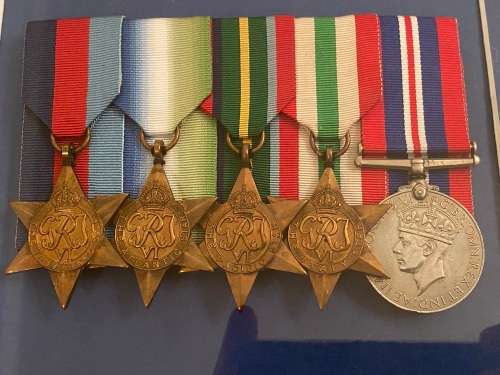 Framed WW2 Royal Navy Group. Leading Seaman William Devlin