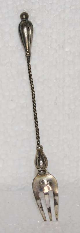 Antique Russian Silver Pickle Fork from Kostroma, Circa 1899-1908