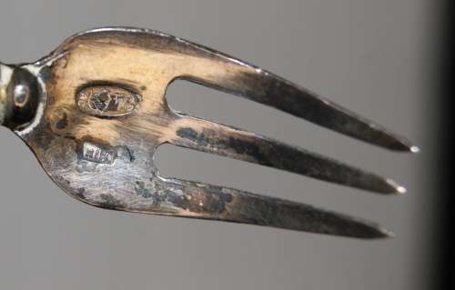Antique Russian Silver Pickle Fork from Kostroma, Circa 1899-1908