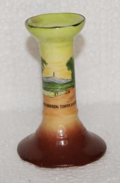 Vintage Gemma Porcelain Candle Holder "Hill of Hoad and Barrow Towel, Ulverston"