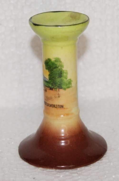 Vintage Gemma Porcelain Candle Holder "Hill of Hoad and Barrow Towel, Ulverston"