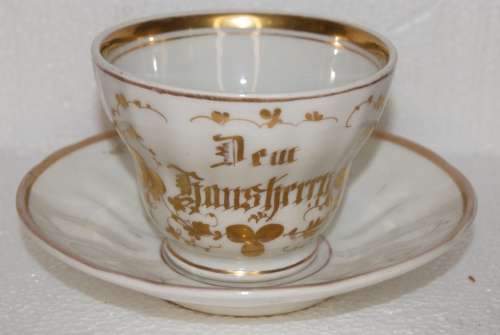 Rare Antique KPM His and Hers Teacups