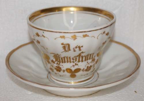Rare Antique KPM His and Hers Teacups