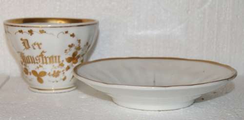 Rare Antique KPM His and Hers Teacups