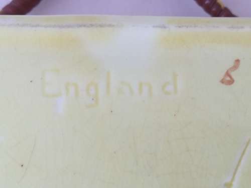 Vintage English KSP ceramic biscuit barrel wirh wicker handle