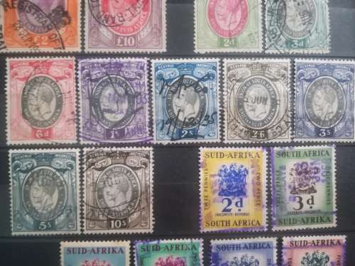 Union/South Africa.. Selection of Revenue stamps. Some high values.. See description