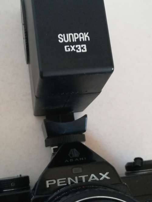Pentax Asahi MX.. Black Vintage with 50mm lens & flash unit