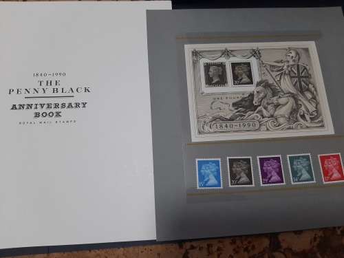 GB 1990 MNH. Penny Black.Anniversary stamps & m/sheet with book as per scan