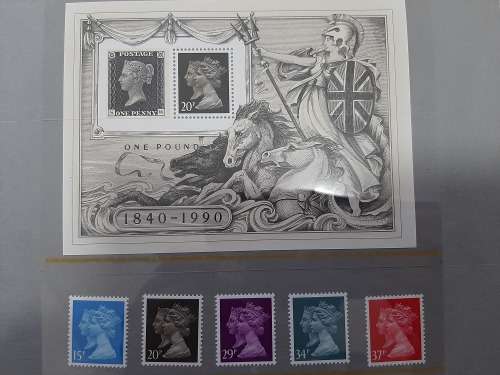 GB 1990 MNH. Penny Black.Anniversary stamps & m/sheet with book as per scan