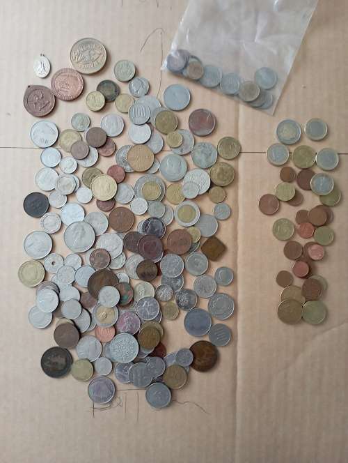 World Coins 200+ including Canadian silver dollar as per scan Shipping in description