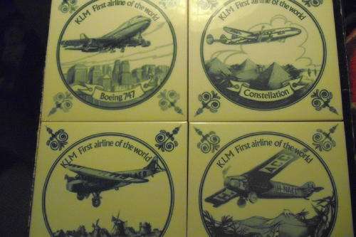 4x KLM First flight   15x15cm Tiles..Mosa Holland -  unused