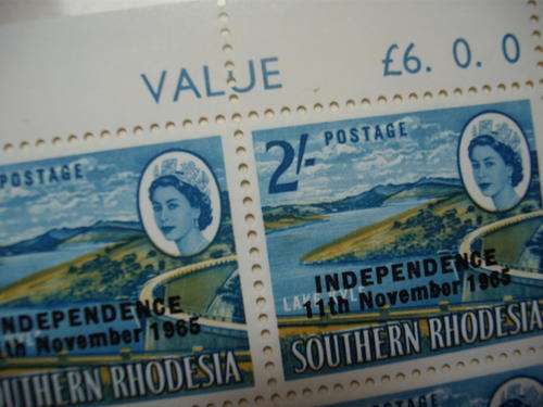 Rhodesia Independence 1965  with variety (  Ochre shift left )  MNH