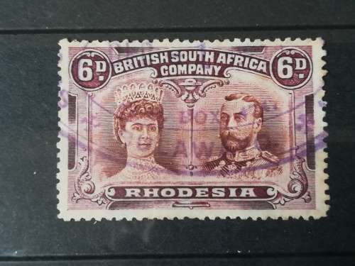 Rhodesia Bsac 1910 Used.. MAUVE/BROWN DOUBLE HEADS