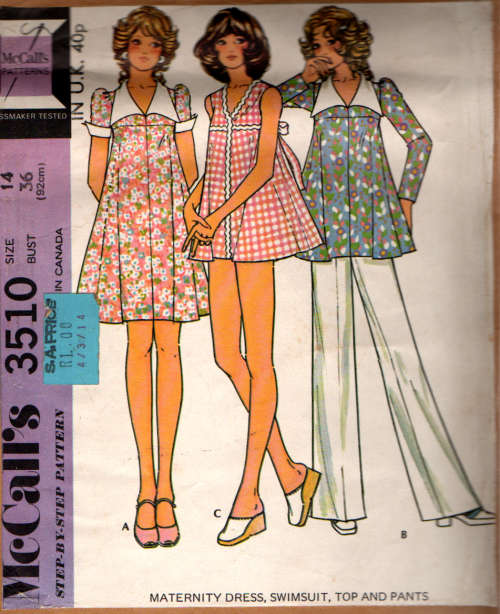Sewing Pattern Mccalls 3510 Maternity Dress, swimsuit, Top and pants Size 14