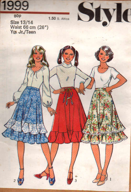 Sewing Pattern Style 1999 Teen Skirts size 13-14 waist 66cm