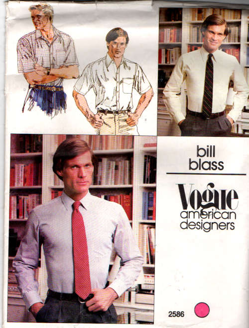 Sewing Pattern : Vogue 2586 Men`s Shirt Factory Folded size 36 Neck 37cm
