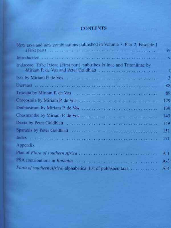 Flora of Southern Africa Volume 7 Iridaceae, Part 2: Ixoideae by Miriam P. de Vos and Peter Goldblat