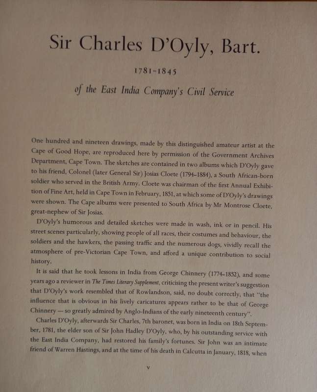 The Cape Sketchbooks of Sir Charles D`Oyly depicting Cape Town, the Countryside and neighbouring Vil