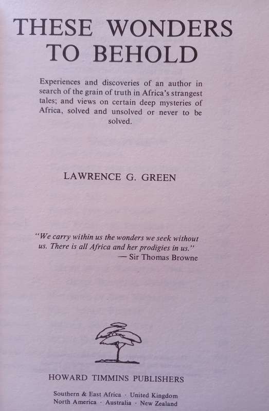 These Wonders to Behold by Lawrence G. Green