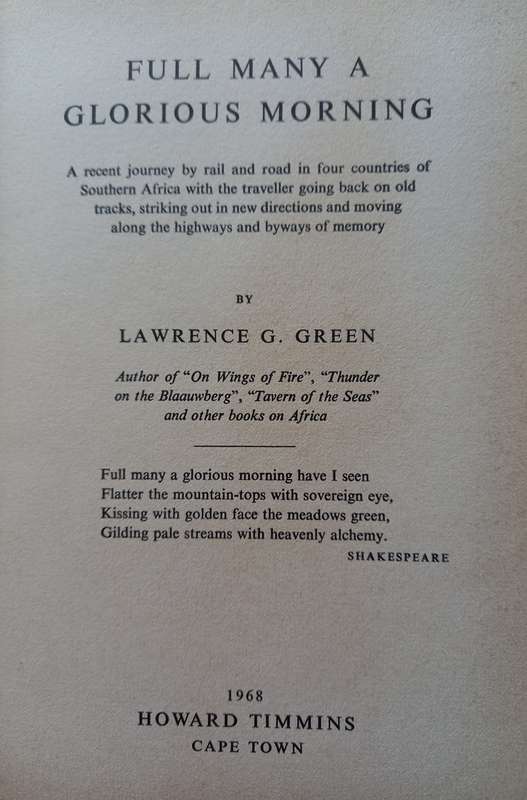 Full Many a Glorious Morning by Lawrence G. Green