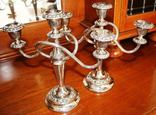 Silver plated candle stick holders