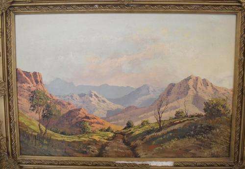 Reg Grattan - 31x46.5 Oil on Canvas - Mountain Pass