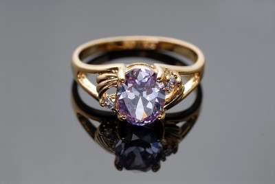 10K Yellow Gold Filled Womens Amethyst Ring Size7.5