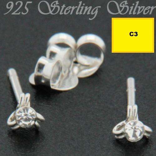 Solid 925 Sterling Silver & CZ Earrings