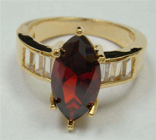 4.91 ct ruby & diamonique wedding engagement 14k yellow gold filled ring Size8