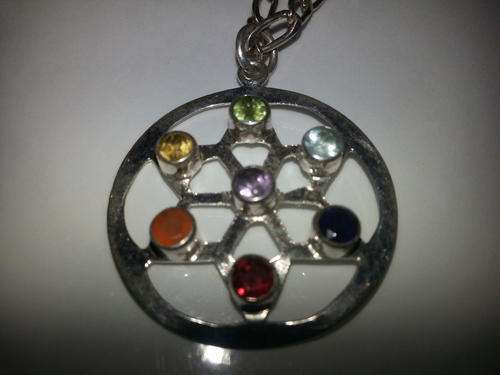 Pendant seven natural gems and solid 925 Silver