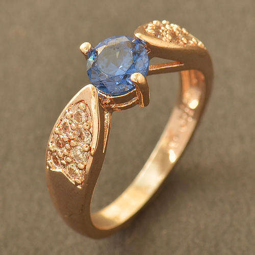 9 K Rose Gold Blue and White Sapphire Womens Ring,Size 8