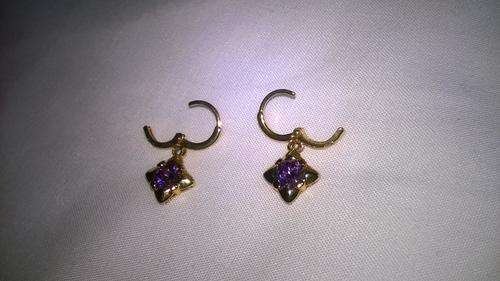 14K Yellow Gold Amethyst  Earrings