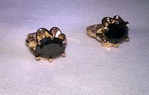 14K Yellow Gold Genuine Onyx Earrings