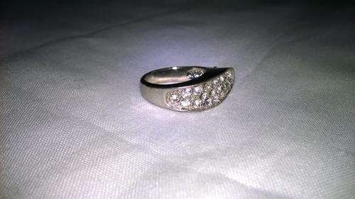 White  Crystal  Silver Ring size P