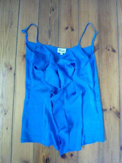 NANINE Finewear - silky satin blue strap evening top - Size 34 / 10