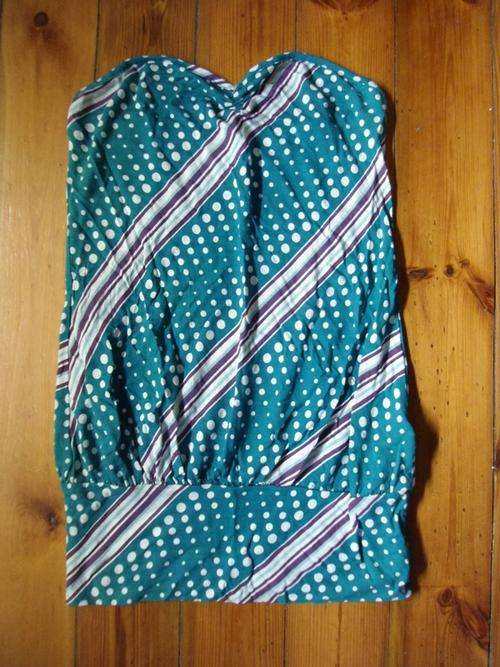 BERSHKA (import) strapless Viscose summery dotted boho top size 8