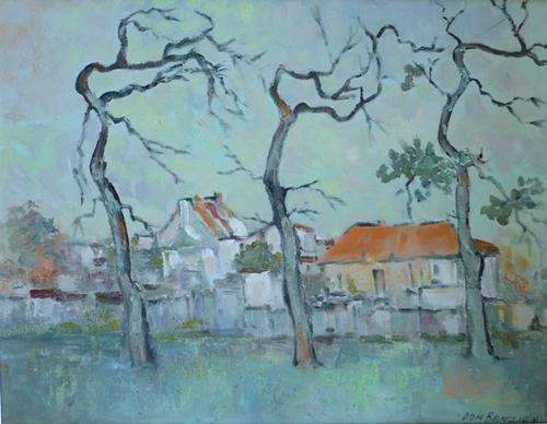 Don Benzien Village Scene 44cm x 34cm