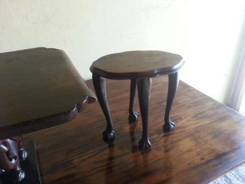 Dark Brown Wooden Detailed Coffee Table With Additional Side Tables