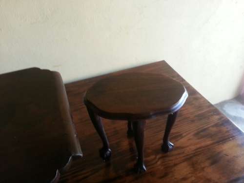 Dark Brown Wooden Detailed Coffee Table With Additional Side Tables