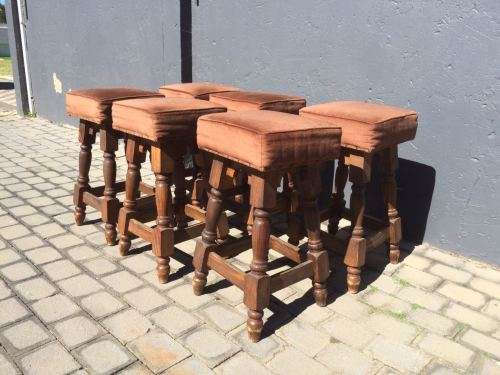 6 x Solid Wood Bar Stools