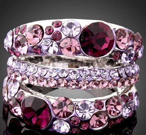 Fashion 18K White GP Ring Use Multicolour Swarovski Austrian Crystal&Zircon Size 7#8#9#