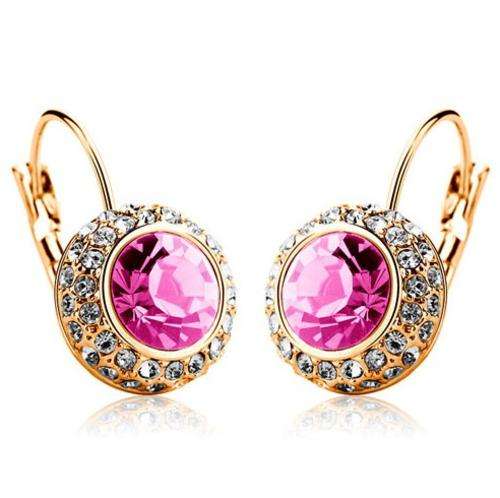 LOCAL STOCK MADE WITH SWAROVSKI ELEMENTS PINK CRYSTAL EARRING